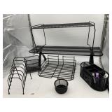 BLACK METAL MESH DESK SHELF, COMPARTMENT