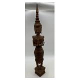 HAND-CARVED WOODEN ASIAN STYLE STATUE, FIGURAL,