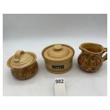 HALLCRAFT VINTAGE CERAMIC CREAMER, SUGAR BOWL,