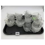 ASSORTED PRESSED GLASS PUNCH CUPS, FLORAL,