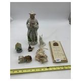 PORCELAIN FIGURINE ASSORTMENT, INCL LADY W/