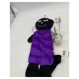 BLACK CAT PLUSH NIGHT LIGHT W/ PURPLE BODY, CLEAR