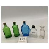ASSORTED VINTAGE GLASS BOTTLES, EMBOSSED MEDICINE