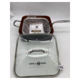 SIMPLY MING SQUARE FRY PAN, COPPER-TONE, GLASS
