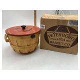 PETERBORO BASKET CO. WOOD SLAT BASKET W/