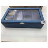 PRESTIGE BLUE TEXTURED JEWELRY BOX, CLEAR VIEW