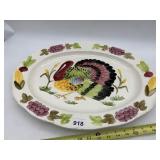 WEISS HAND PAINTED CERAMIC TURKEY PLATTER, RELIEF