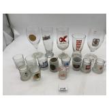 VINTAGE ADVERTISING BEER GLASSES, SHOT GLASSES,