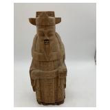 CARVED WOOD EAST ASIAN DEITY FIGURE, ROBED,