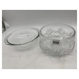 PYREX DOT-2L HANDLED BAKING BOWL, CLEAR CUT GLASS
