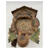 VINTAGE GERMAN CUCKOO CLOCK, WOODEN CARVED CASE,