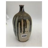 VINTAGE POTTERY BOTTLE, TWO-TONE GLAZE, STREAKED