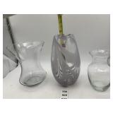 ASSORTED GLASS VASES, SWIRL PATTERN ART GLASS,