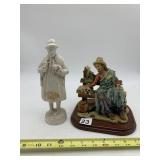 UNPAINTED RESIN FIGURINE, PAINTED RESIN FARMER