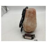 LUMIERE ROCK SALT LAMP W/ WOOD BASE, CORDED.