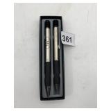 SILHOUETTE PEN & PENCIL SET, SILVER-TONE & BLACK,