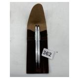 CROSS SILVER-TONE PEN AND PENCIL SET, RIBBED