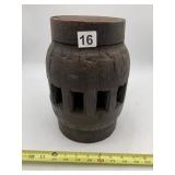 WOODEN WAGON WHEEL HUB, RECTANGULAR MORTISES,