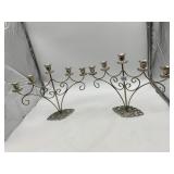 PR NICKEL PLATED BRASS CANDELABRAS, SCROLLED
