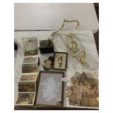 CHERUB BASKET DECOUPAGE PRINT, GOLDTONE SPIRAL