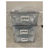CLEAR PLASTIC HINGED LID STORAGE BOXES.