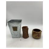 GALVANIZED METAL DRAGONFLY PLANTER, ART POTTERY