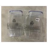 CLEAR PLASTIC PITCHERS NIB, POUR SPOUT LIDS, BLUE