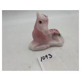 FENTON PINK MILK GLASS HORSE FIGURINE,