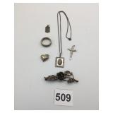 STERLING 925 RELIGIOUS PENDANT CROSS PENDANT ROSE