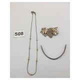 SILVER 925 NECKLACE GRAPE PIN U SHAPE METAL PIECE