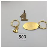 NUMBER ONE PENDANT KEY RING WITH BOWLING PINS