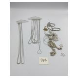 SILVER TONE CHAIN NECKLACES ON CARDS TWO LENGTHS