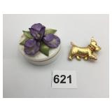 LENOX BLUE FLAG IRIS PORCELAIN TRINKET BOX NAPIER