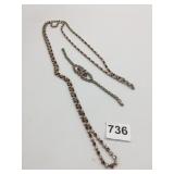 RHINESTONE NECKLACE RED PEARL BEADS RHINESTONE