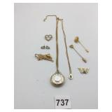 FASHION TIME WATCH PENDANT NECKLACE BLUESTONE