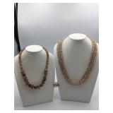 NECKLACE BROWN HAND PAINTED BALL BEADS FACETED