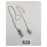 WISH PEARL PENDANT NECKLACES SILVER TONE CHAINS