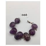 CHUNKY POLISHED AMETHYST STONE BRACELET 7-1/2"