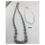 CRYSTAL BEAD NECKLACE GRAY BEADED NECKLACE 36"