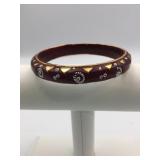 BANGLE BRACELET RESIN LACQUER WITH WHITE BEADS
