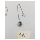 WISH PEARL PENDANT HEART WITH COLORED STONES