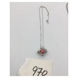 WISH PEARL PENDANT OPEN LEAF WITH PINK BEAD