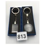 CRYSTAL LED LIGHT KEYCHAIN CLEAR GLASS OCTAGON