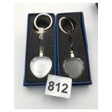CRYSTAL LED LIGHT KEYCHAIN CLEAR GLASS WITH