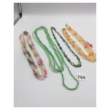BEADED NECKLACES VINTAGE GREEN BLUE ORANGE
