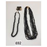 BLACK BEADED NECKLACES CARDED EARRINGS BLACK AND