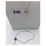 925 SILVER WISH BEAD PENDANT NECKLACE PINK BEAD