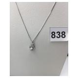 925 SILVER PENDANT NECKLACE GRAY BEAD .105 OZT
