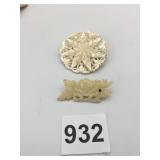 MOTHE OF PEARL PIN STAR PATTERN ROSE PIN PLASTIC