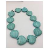 POLISHED STONE HEART NECKLACE STERLING CLASP
